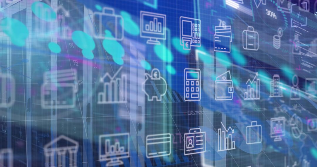 Digital Interface Displaying Business and Financial Icons