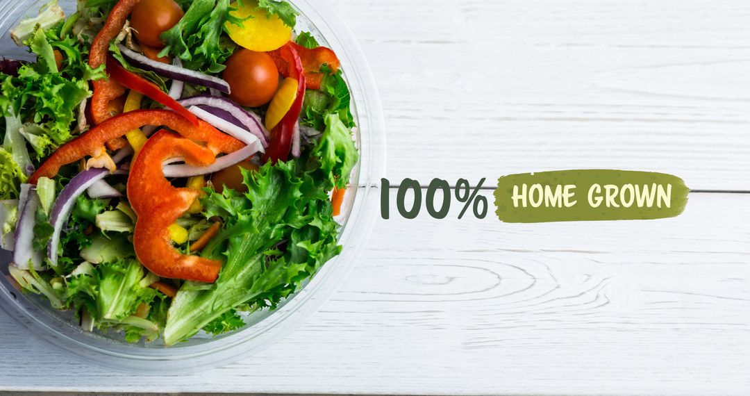Fresh Organic Vegetable Salad with 100% Home Grown Message