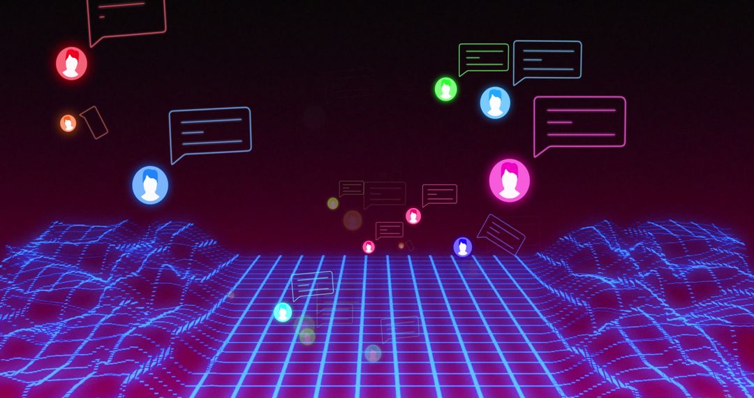Futuristic Digital Communication Interface with Media Icons