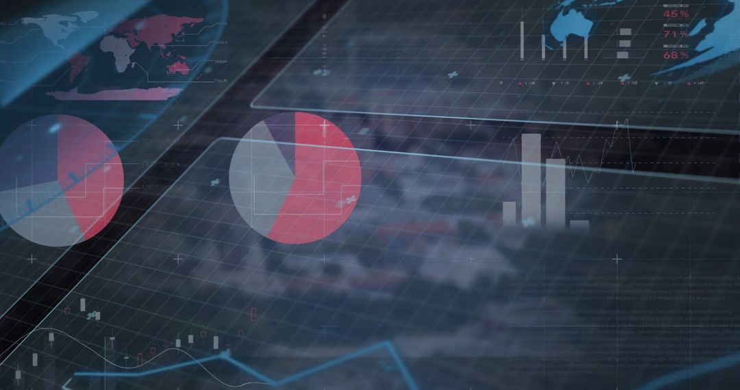 Digital Analytics Interface Overlaying Cityscape for Financial Marketing