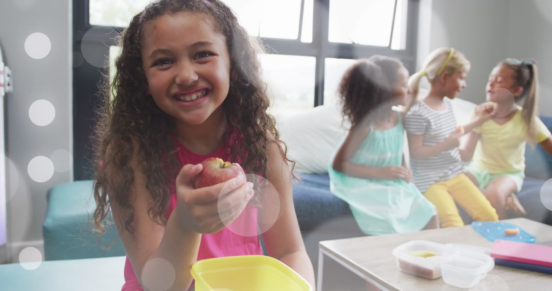 Smiling Diverse Children Enjoying Lunch Together