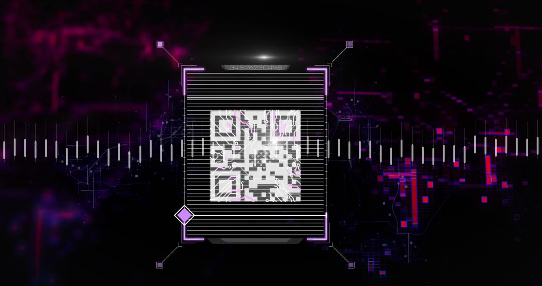 Digital QR Code in Futuristic Data Processing Global Network