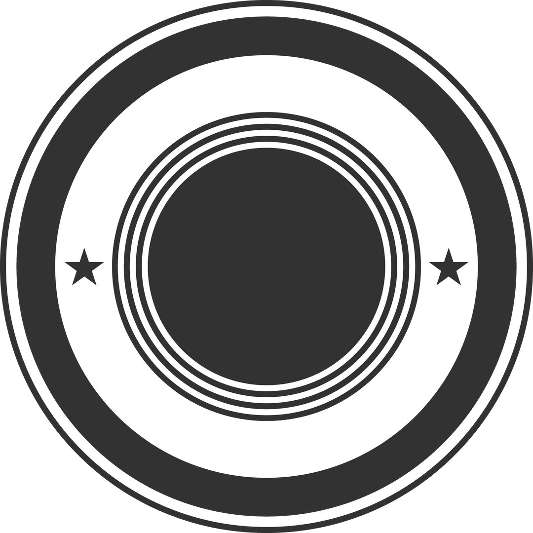 Abstract Black and White Circular Shape with Stars on Transparent Background