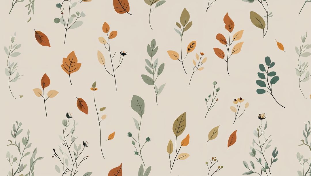Seamless Autumn Botanical Pattern with Leaves in Earthy Tones