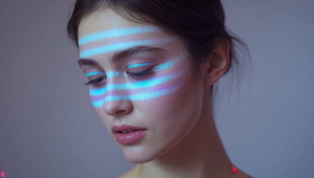 AI-Generated Portrait with Futuristic Neon Stripes