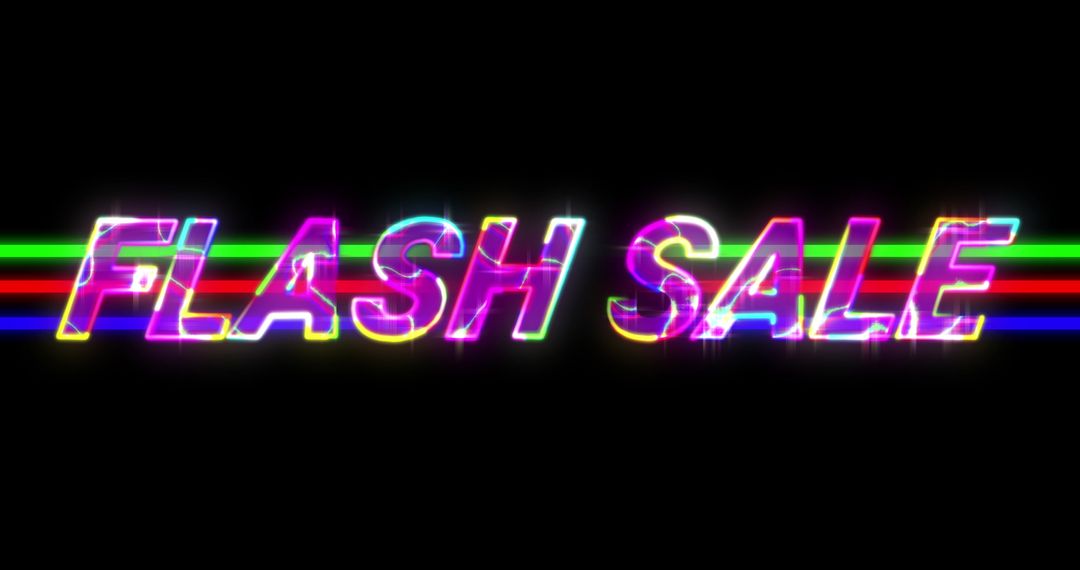 Neon Flash Sale Advertisement on Vibrant Lines