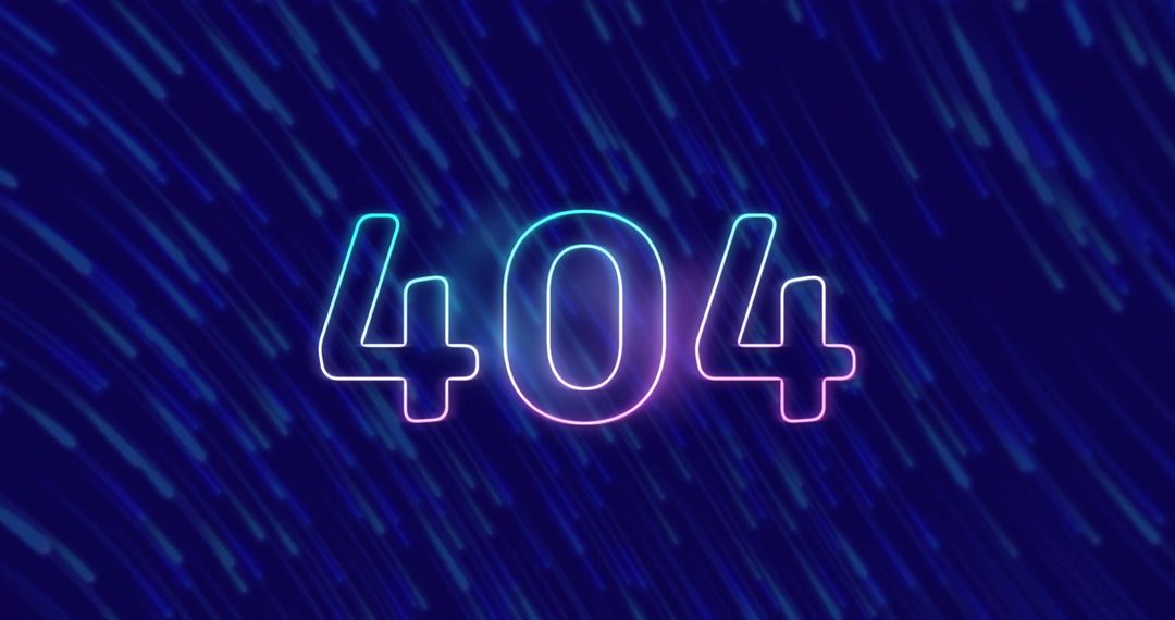 404 Neon Glowing Text with Futuristic Light Trails