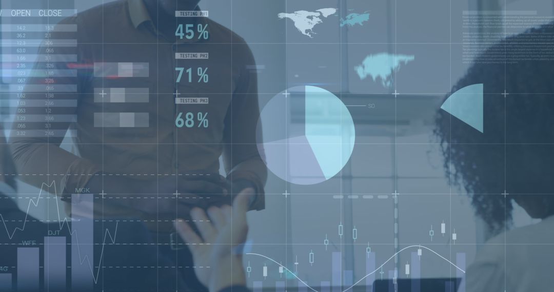 Financial Analysis Meeting with Diverse Teamwork and Data Visualization