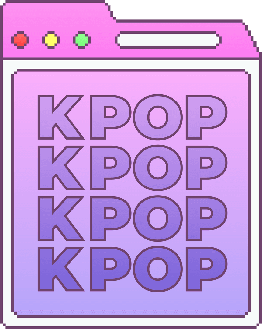 Flat Minimalist Design KPOP Repetition on Transparent Gradient Background