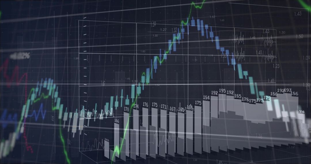 Digital Data Visualization Dashboard Showing Financial Chart and Analytics
