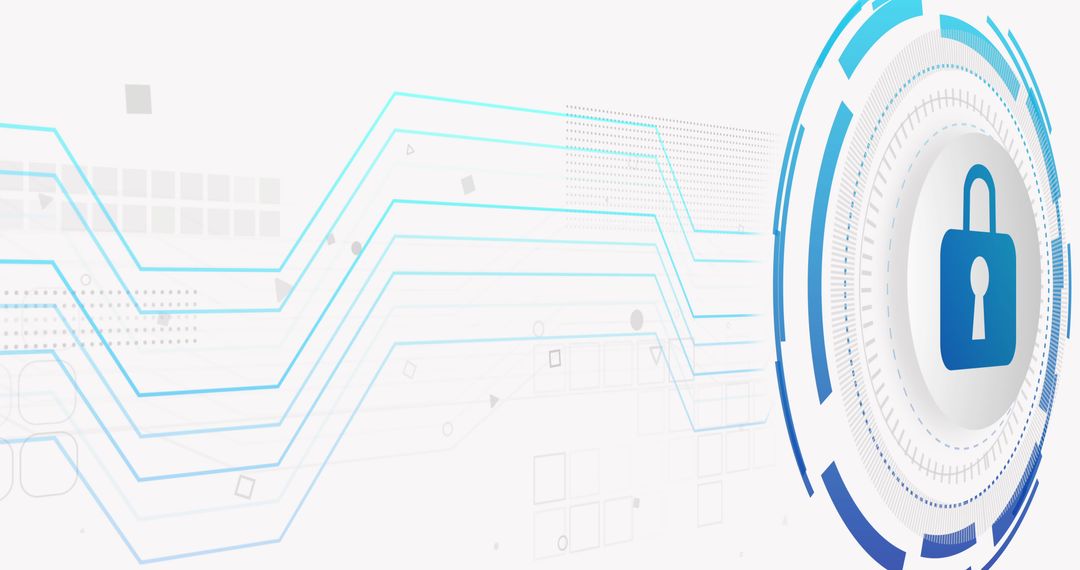 Digital Security Padlock on High-Tech Network Interface