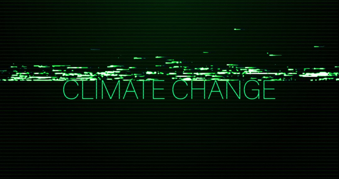 Digital Glitch Over Climate Change Text