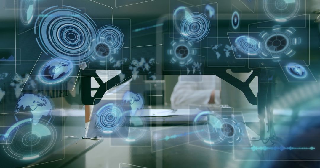 Futuristic Digital Interface in Laboratory Setting