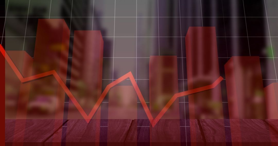 Abstract Economic Trends with Graph Overlay on Cityscape