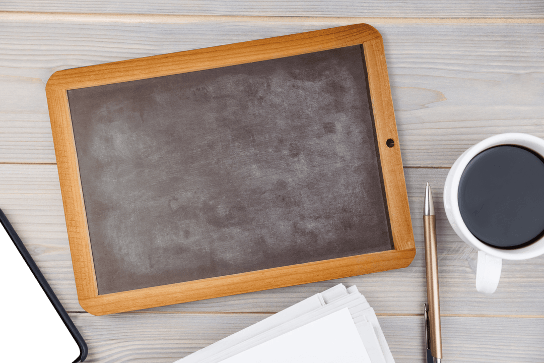 Transparent Chalkboard with Wooden Frame for Copy Space Mockup
