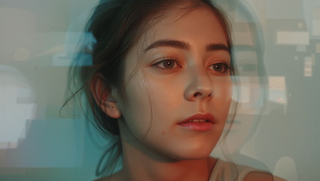 Model with Abstract Geometric Lights Minimal Portrait