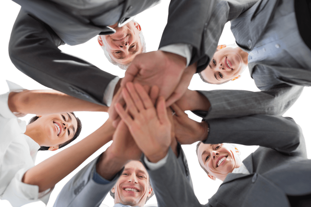 Transparent Business Team Joining Hands United for Success