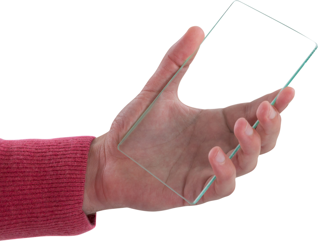 Close-up Transparent Glass Mobile Phone in Hand on White Background - Download Free Stock Images Pikwizard.com