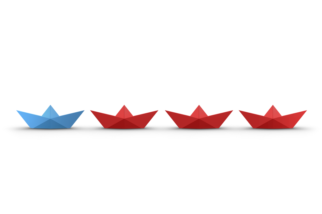 Three Red and One Blue Paper Boats on Transparent Background Illustration - Download Free Stock Images Pikwizard.com