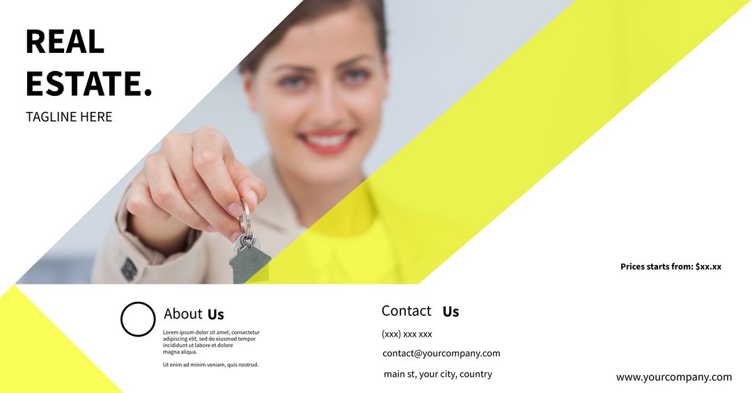 Smiling Woman Holding Keys for Real Estate Promotion