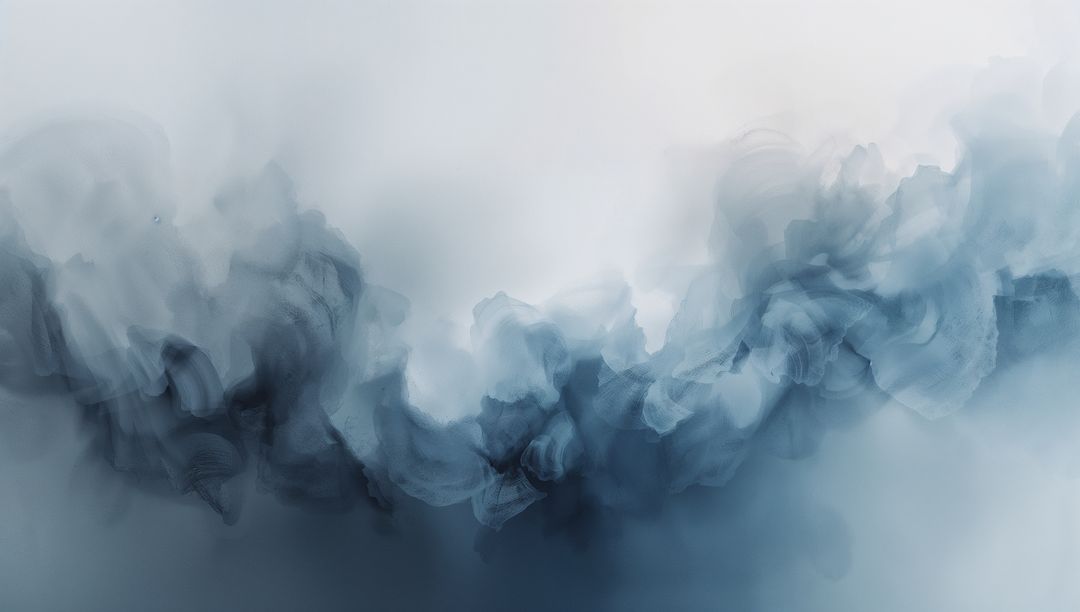 Ethereal Blue-Gray Ink Wash Abstract Background Evoking Misty Translucent Cloud Motion