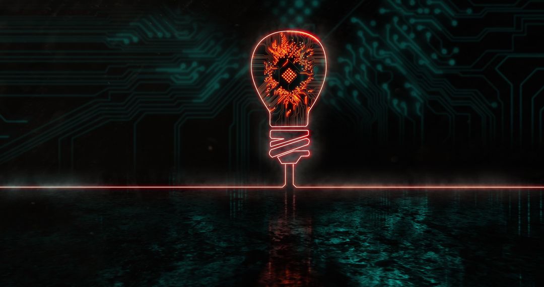 Futuristic Glowing Lightbulb with Circuit Patterns