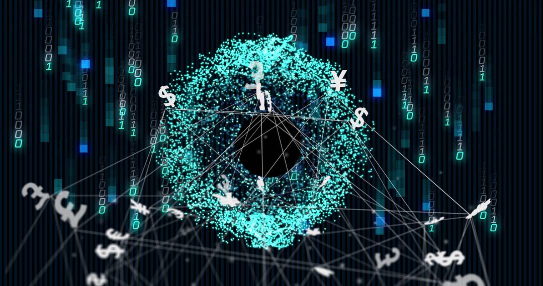 Global Cryptocurrency Network with Digital Currency Symbols