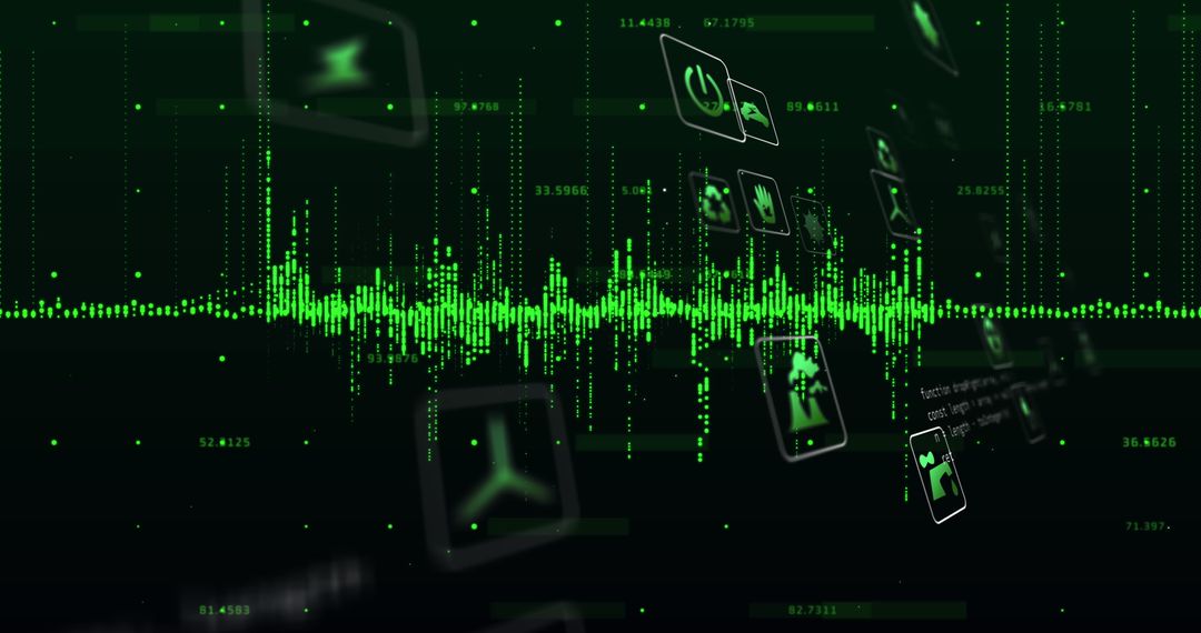 Digital Ecology Icons in Futuristic Data Display