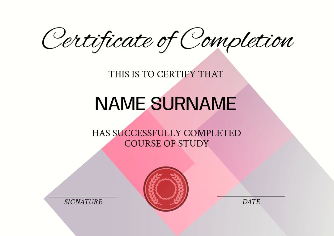 Elegant Certificate of Completion Template with Modern Geometric Design - Download Free Stock Templates Pikwizard.com