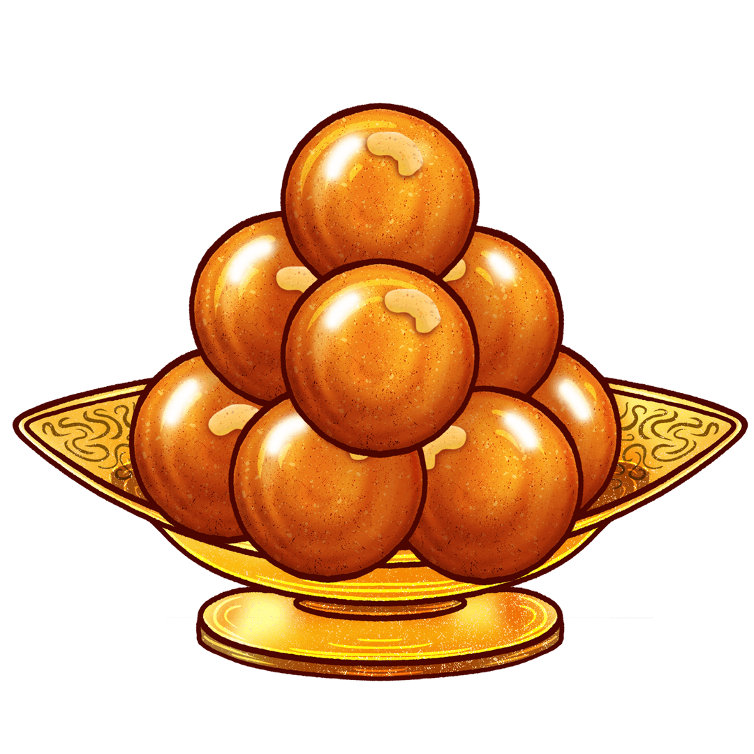 Ornate Pedestal with Nine Golden Spheres on Transparent Background