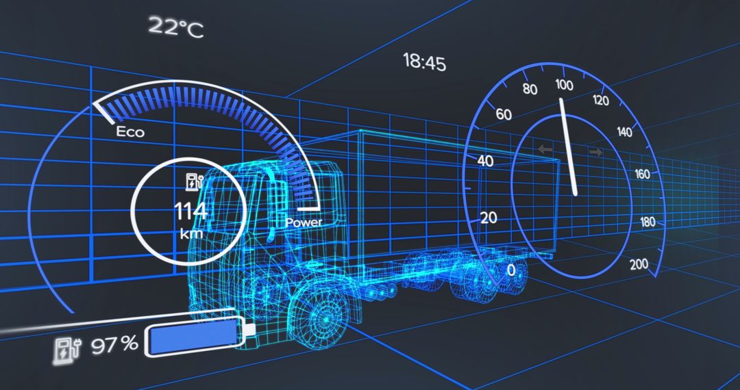 Digital Car Interface with 3D Model and Data Overlay
