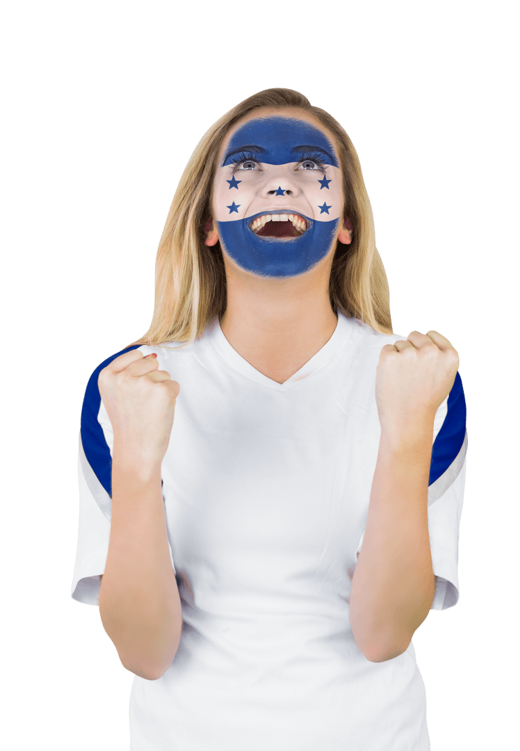 Transparent Energetic Honduras Fan with Face Paint Cheering