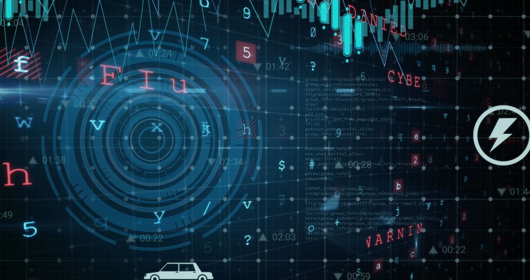 Digital Icons and Data with Cyber Security Concept