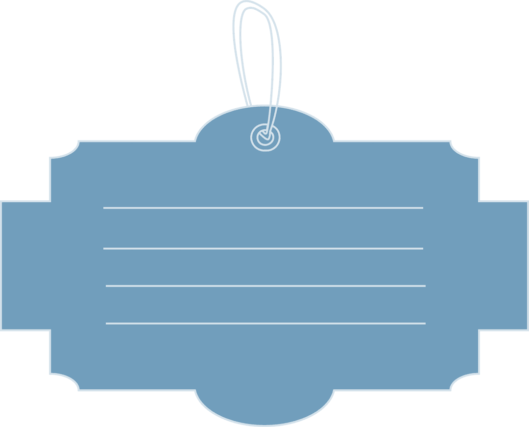 Vintage Blue Gift Tag Label on Transparent Background