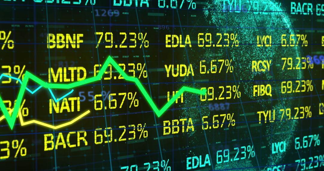 Fluctuating Stock Market Display with Financial Data and Analytics