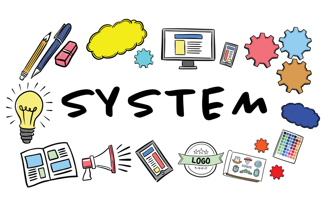 Colorful Digital Communication Symbols Illustration on Transparent Background