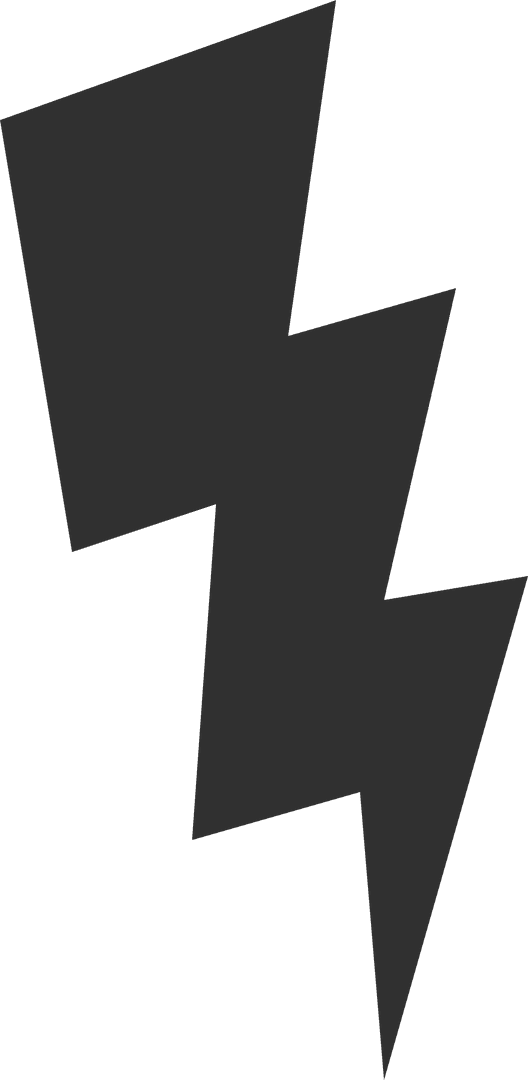 Bold Lightning Bolt Silhouette on Transparent Background
