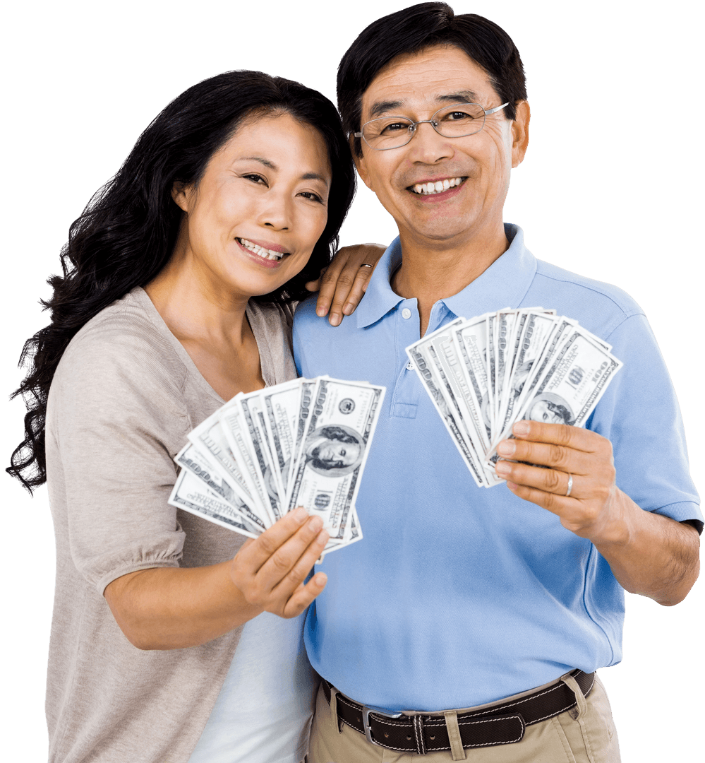 Transparent Smiling Couple Holding Fanned-Out Cash - Download Free Stock Images Pikwizard.com