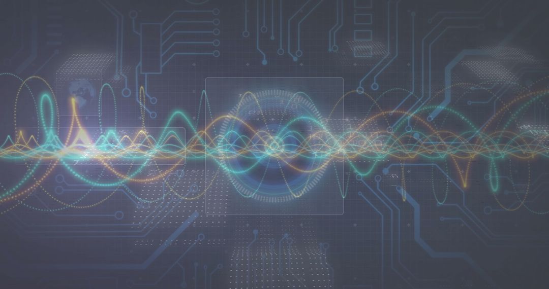 Futuristic Digital Waveform on Electronic Interface