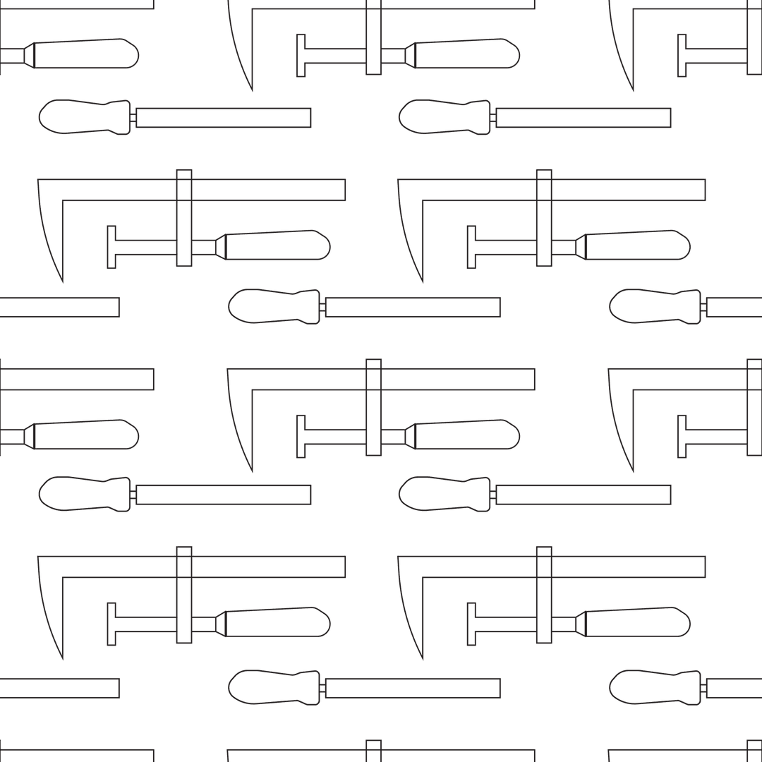 Transparent background pattern featuring hand tools