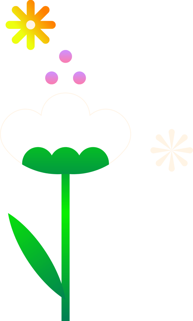 Colorful Vector Flower on Transparent Background with Minimalistic Design