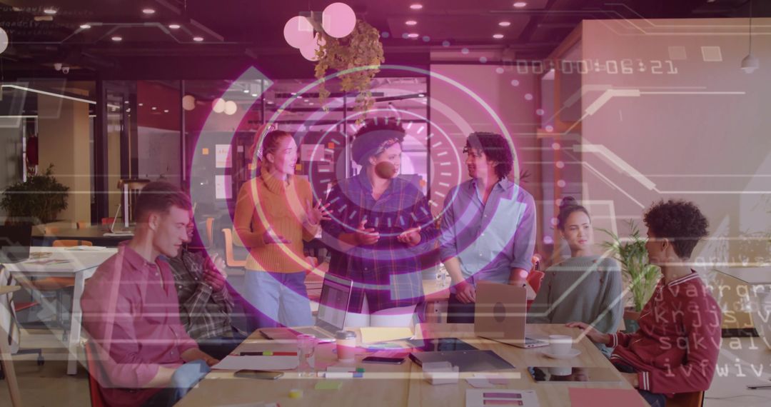 Innovative Team Collaborating in Modern Office Space for Brainstorming