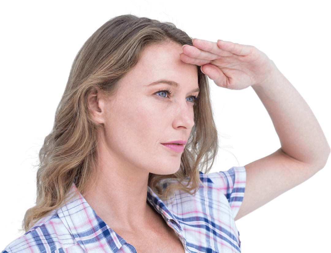 Transparent Image of Hipster Woman Looking into Distance