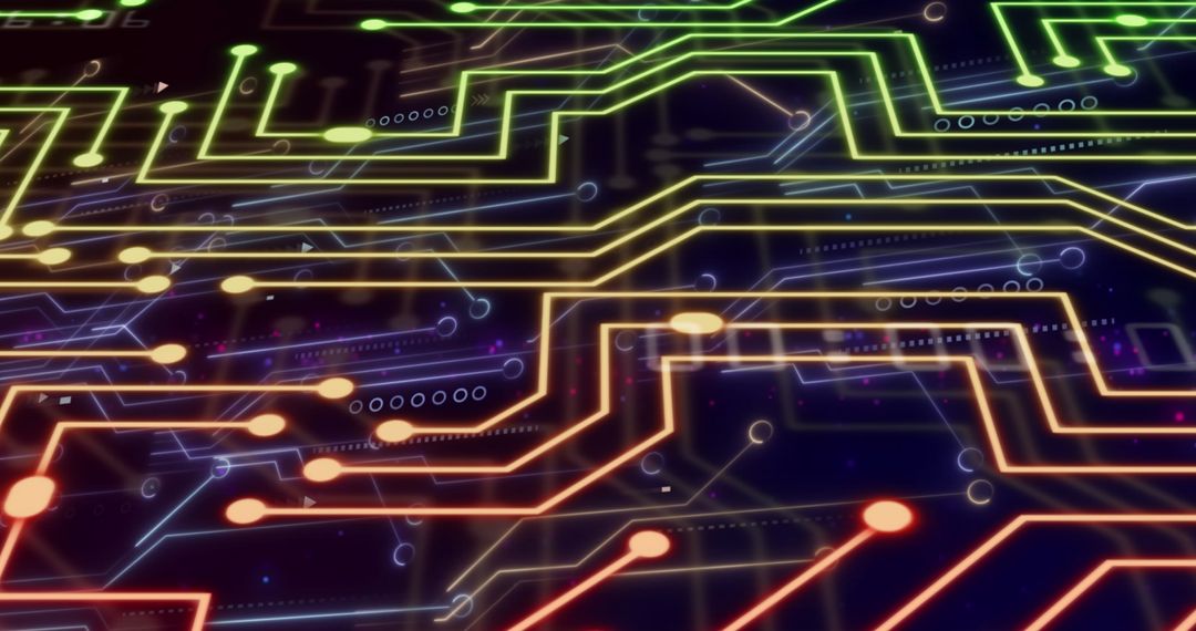 Abstract Neon Circuit Lines Digital Network Background