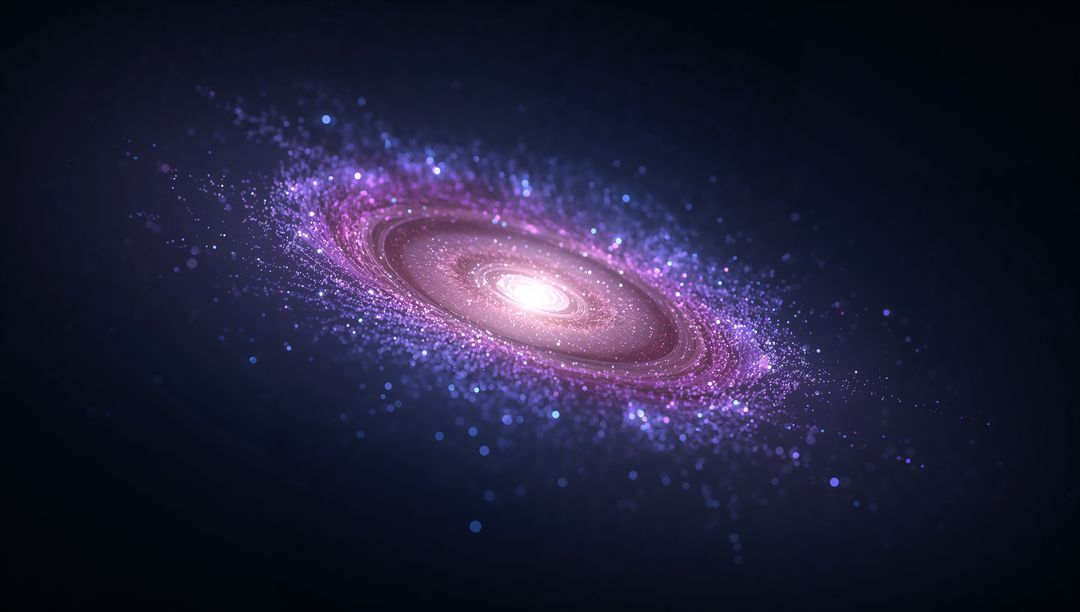Spiral Galaxy with Glowing Core and Twinkling Starry Dust in Space