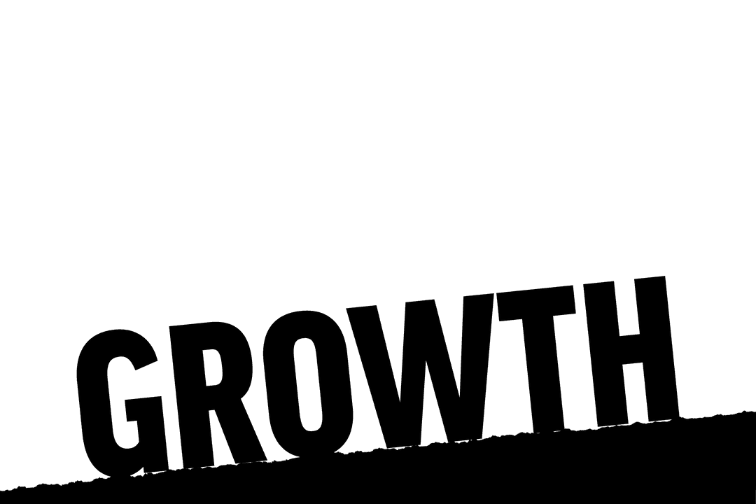 Growth Text with Emerging Plant on Transparent Background