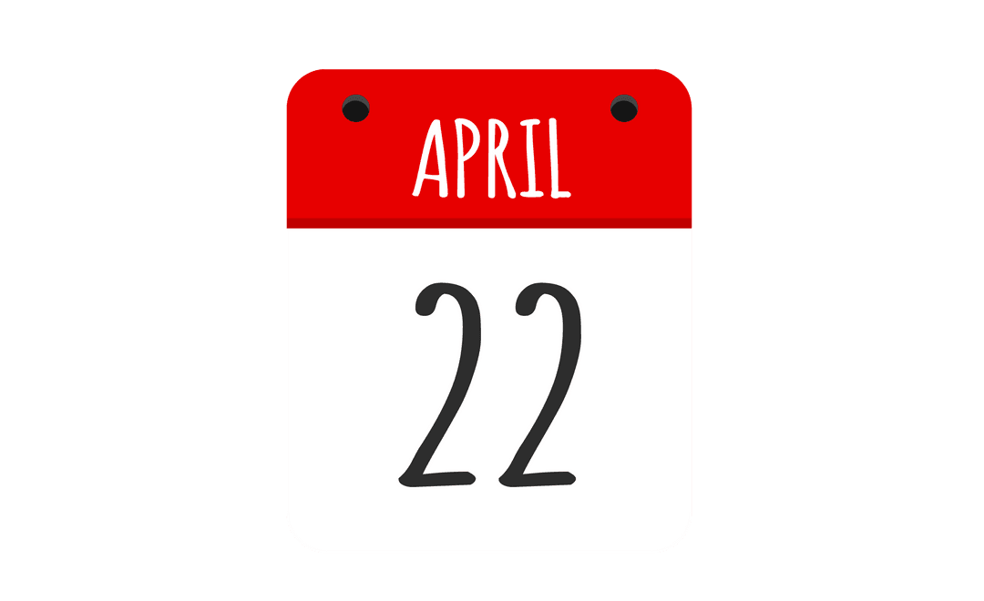 Transparent Red and White April 22 Calendar Card Illustration