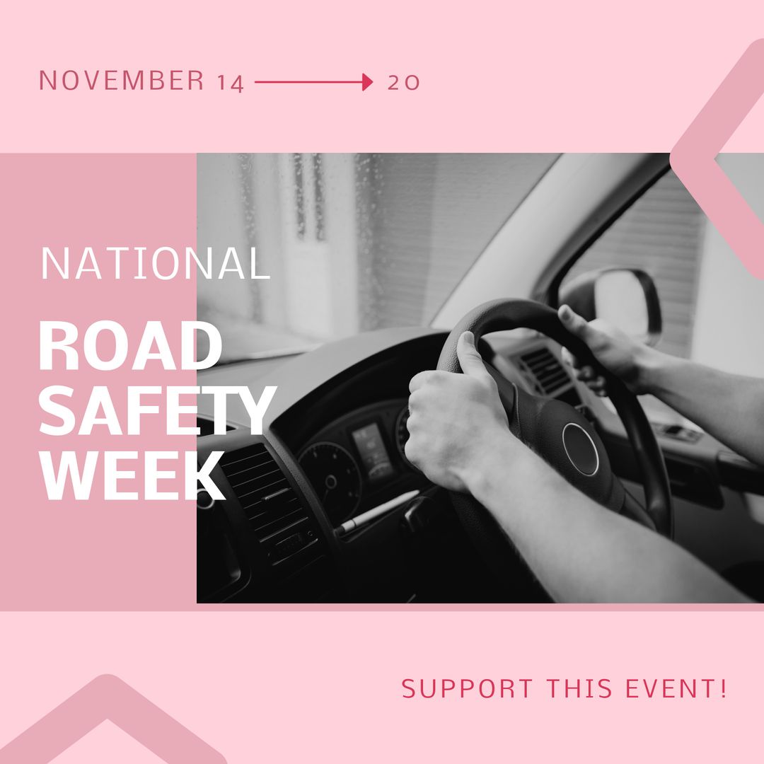 National Road Safety Week Event Promotion With Hands Driving Car - Download Free Stock Templates Pikwizard.com