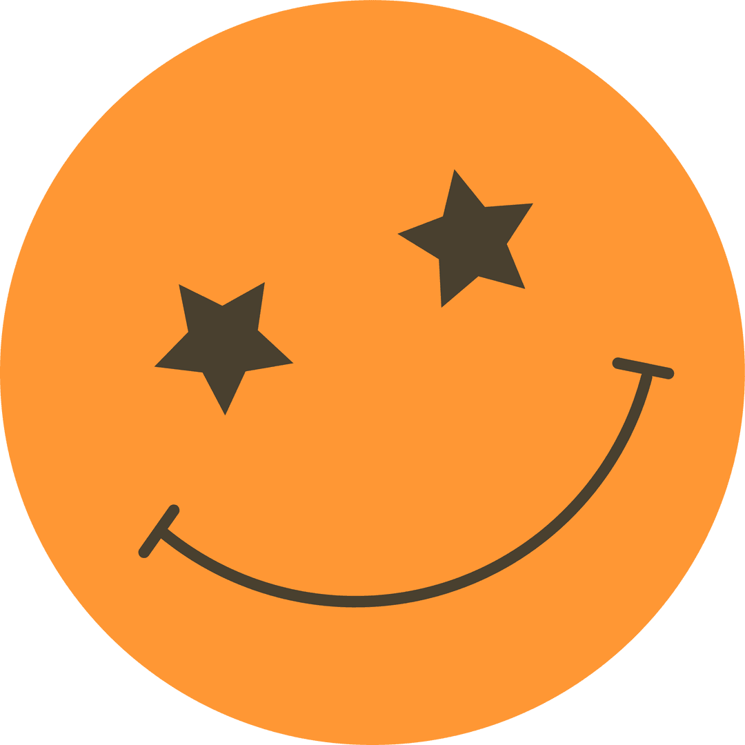 Smiley Face with Star Eyes on Transparent Background Icon