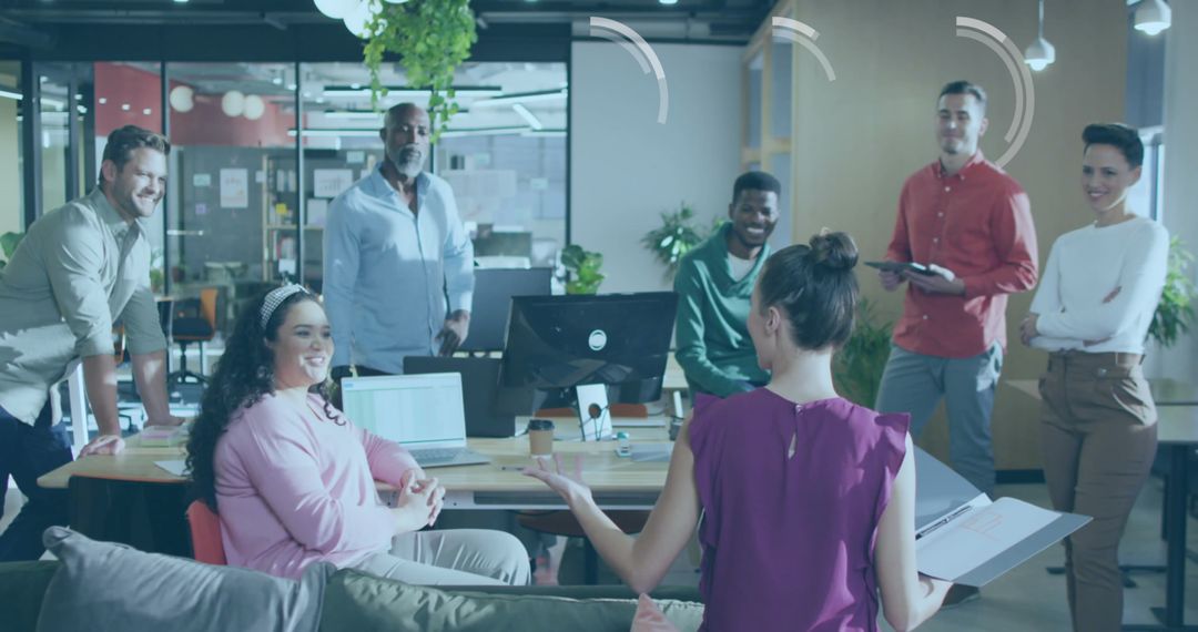 Dynamic Team Meeting in Modern Office Space